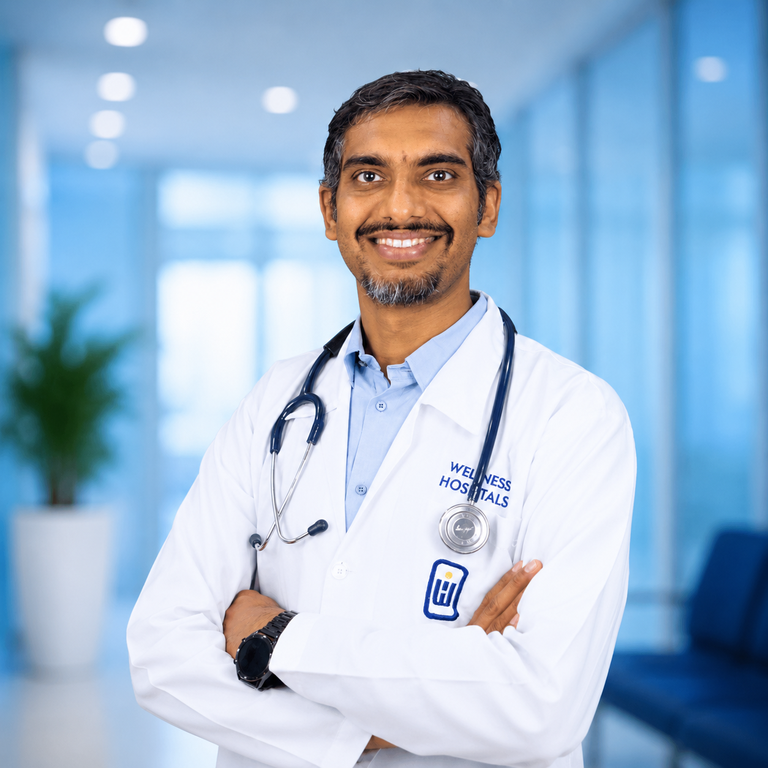 Portrait of Dr Podduturi Koushik, Gastroenterology specialist at Wellness Hospitals
